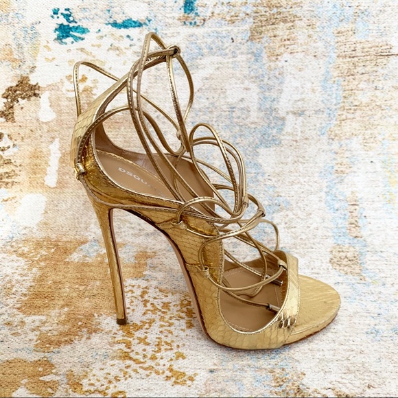Dsquared2 Snakeskin RiRi Gold Lace up Stiletto